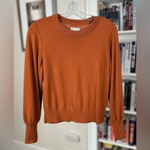NWT Frank & Oak The Merino Crewneck Sweater, Small, burnt orange/rust
